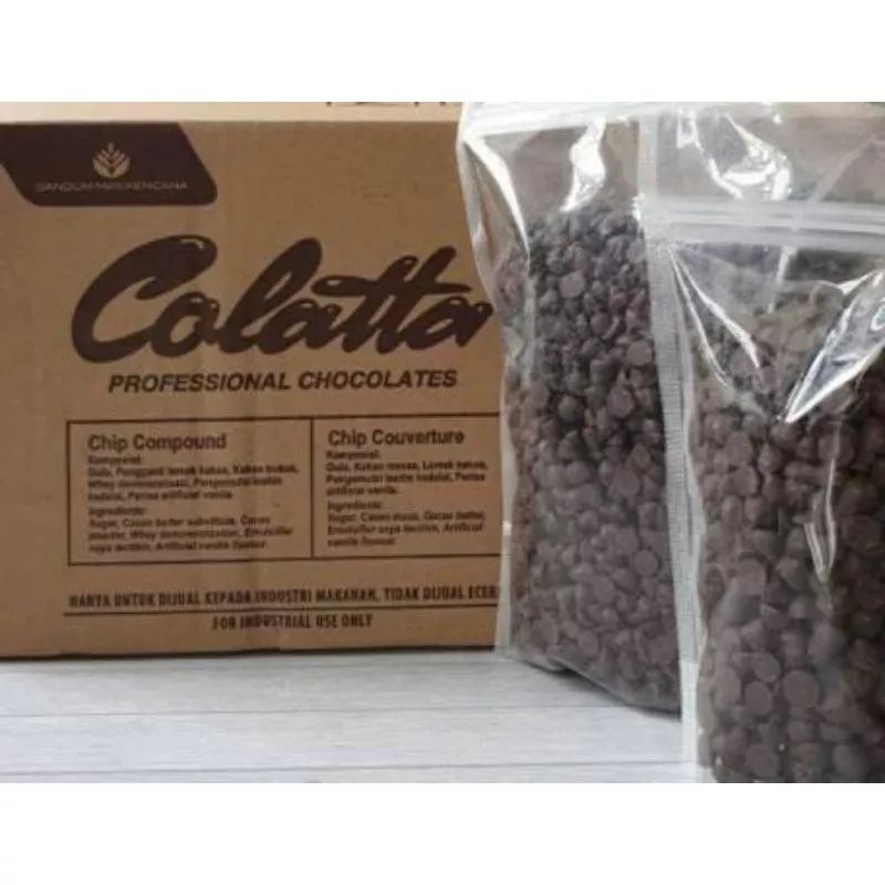 

kode B choco chips collata kerucut repack cokelat 220gram