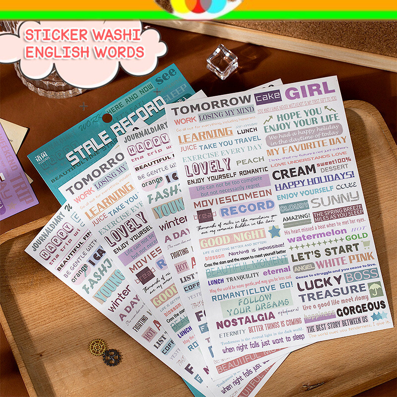 

STICKER KERTASA WASHI ENGLISH WORDS MOTIF TULISAN CLASSIC RETRO VINTAGE KULINER UNTUK HIAS DIARY SCRAPBOOK JOURNALING JOURNAL @sakimyo