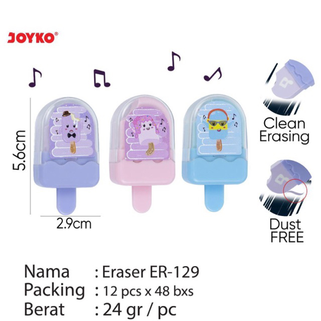 

( 1pcs ) ERT129 Joyko Eraser Es Krim Warna Warni ERT-129 / Penghapus Motif Ice Cream Colour