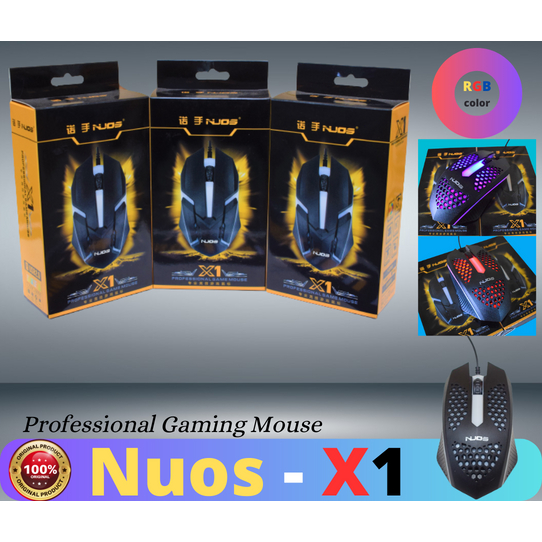 Gaming Mouse Nuos X1 LED RGB Kabel USB 100% Original