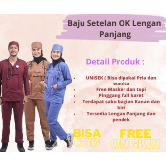 Seragam Dinas Perawat / Baju Oka Lengan Panjang / Baju Perawat Toyobo