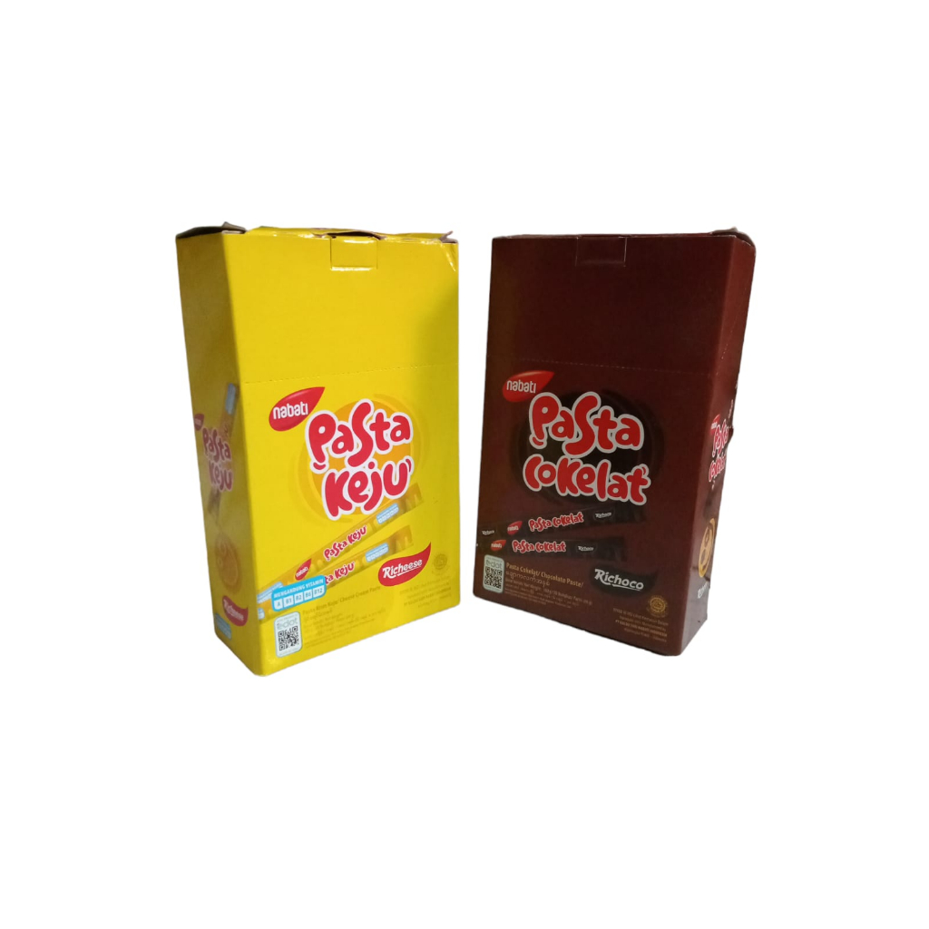 

Nabati Pasta Richeese Pasta Keju - Richoco Pasta Cokelat (Netto 30 Pcs x 8 gr)