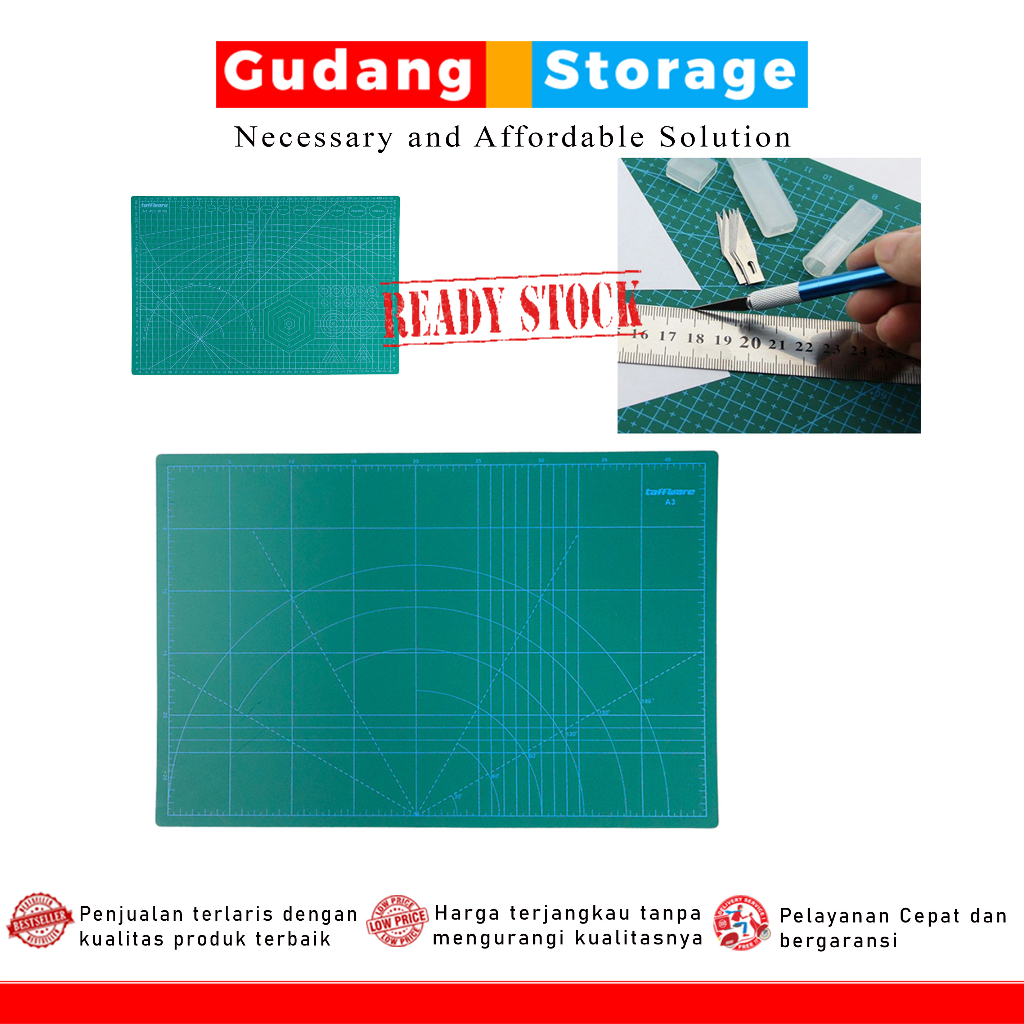 

[Gudang Storage Official] PAPAN POTONG Taffware Alas Potong Work Cutting Mat Pad A3 45 x 30cm - 001 Green