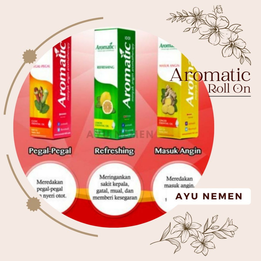 AROMATIC ESSENSIAL OIL MINYAK ANGIN AROMA THERAPY 8ml / Aromatic Minyak Angin