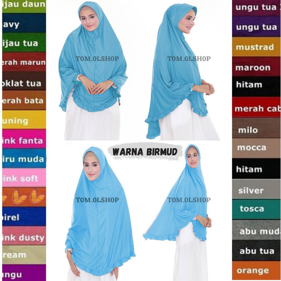 PROMO COD - Jilbab Kerudung Khimar Syar'i Bergo Jumbo Besar Rempel T0M - Biru Muda
