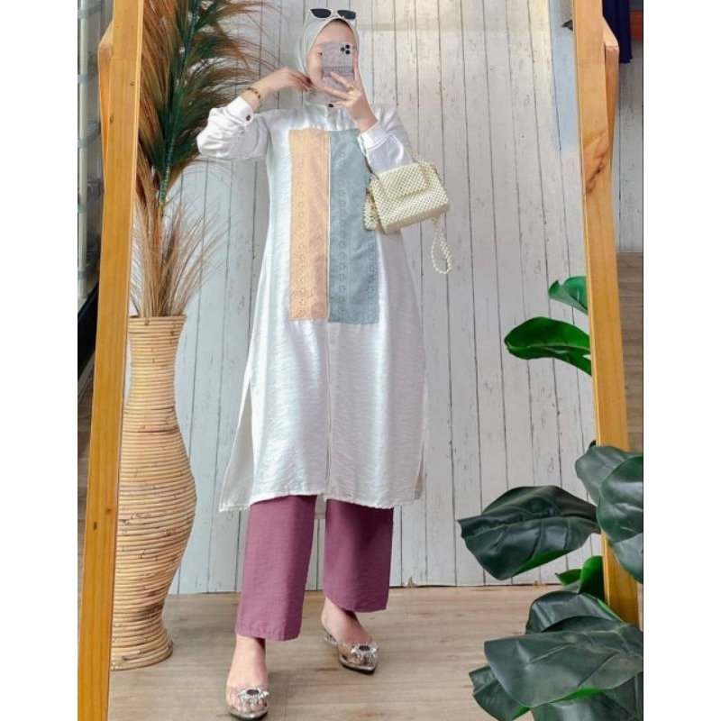 NEW ONESET TUNIK KATUN BORDIR VIRAL ONESET PREMIUM SETELAN WANITA BUSUI TERLARIS