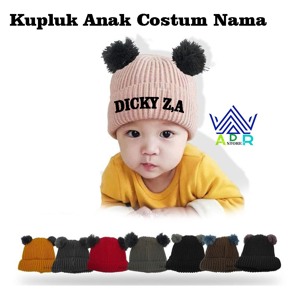 TOPI KUPLUK JAMBUL POMPOM KUPLUK BAYI PRIA WANITA GRATIS BORDIR NAMA SENDIRI SUKA SUKA | TOPI KUPLUK