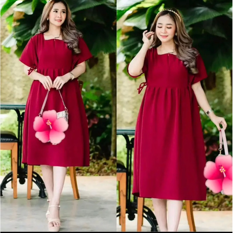 Adira daster crinkle airflow retsleting depan busui frenly dress crinkle polos