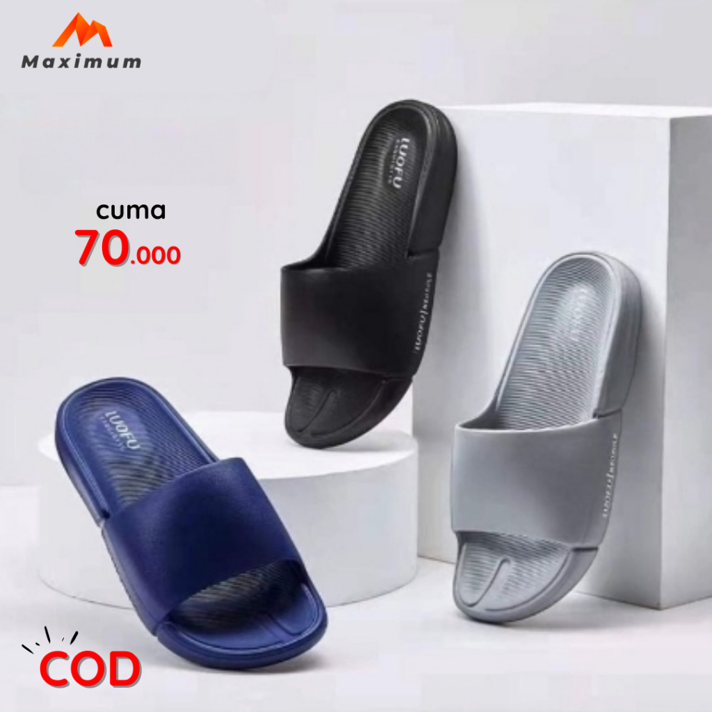 Sandal Slide LUOFU Pria Kekinian Original/Sandal Slide LUOFU Pria Terbaru/Sendal Slop Karet Pria