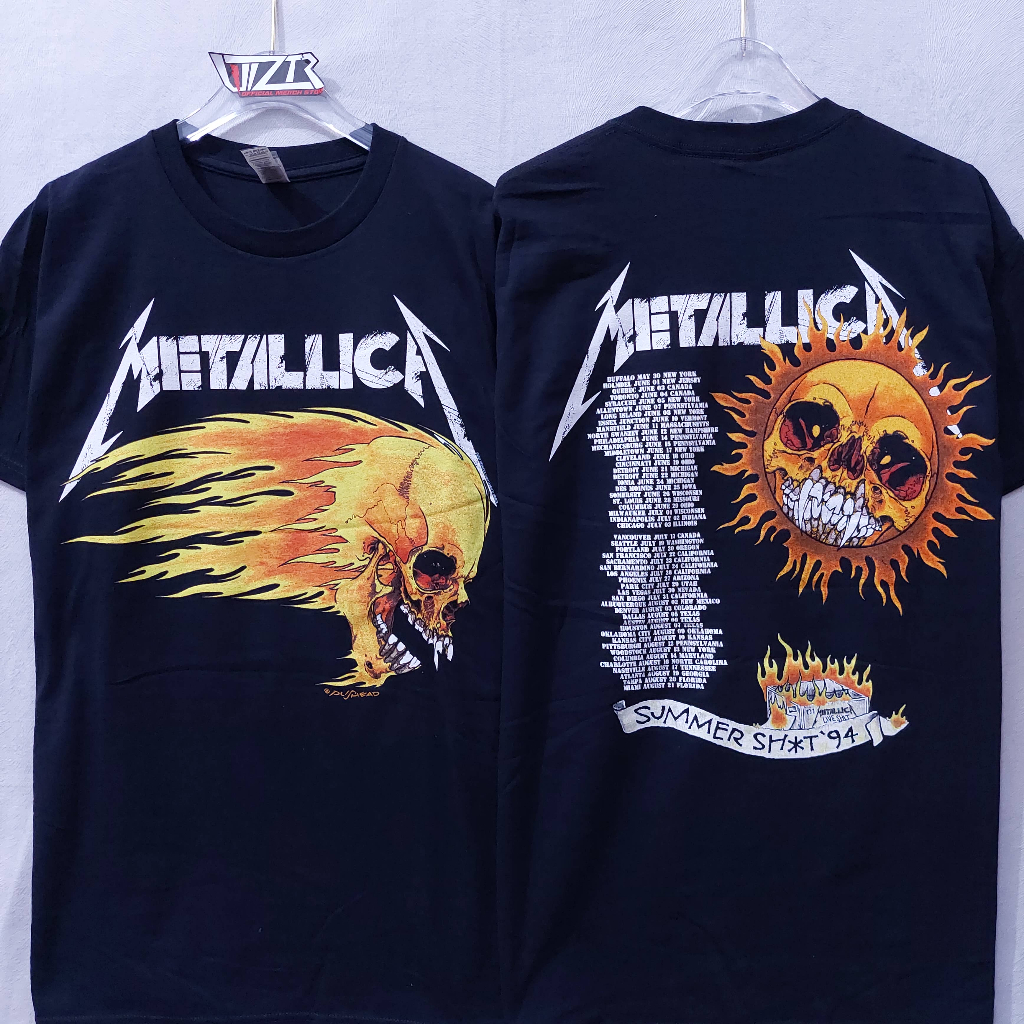 T Shirt Band Official METALLICA - FLAMING SKULL TOUR '94 Original
