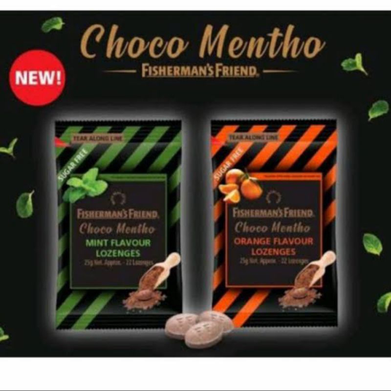 permen fisherman friend choco mentho 25gr orange/mint