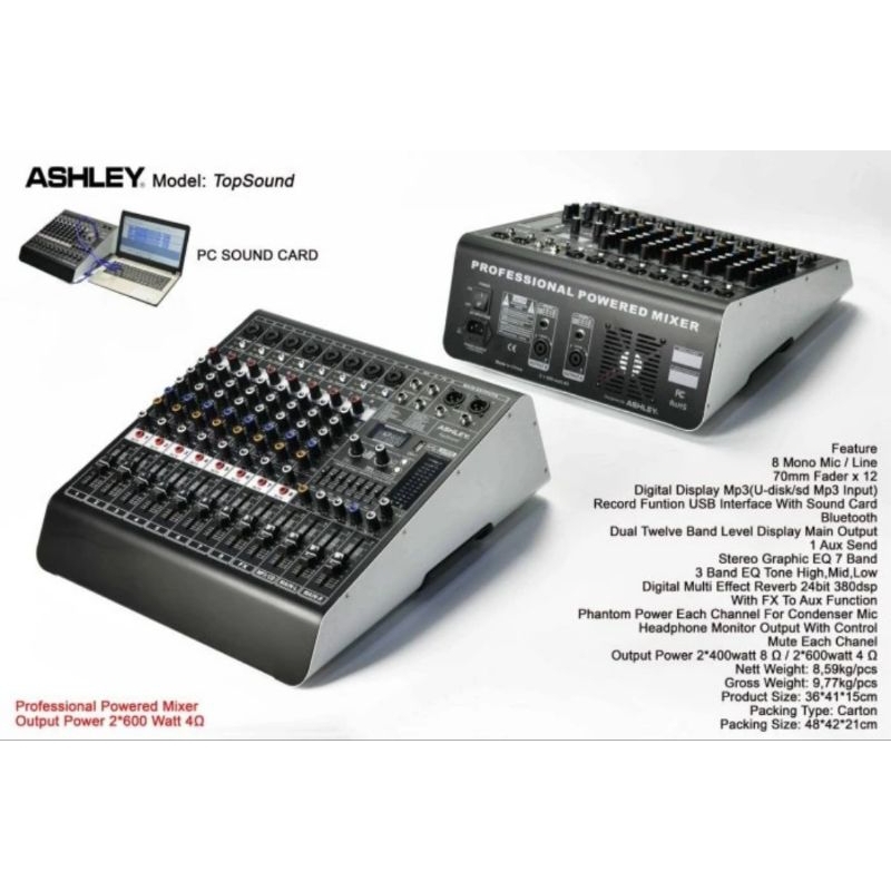 Power mixer ASHLEY TopSound 8 Channel ORI