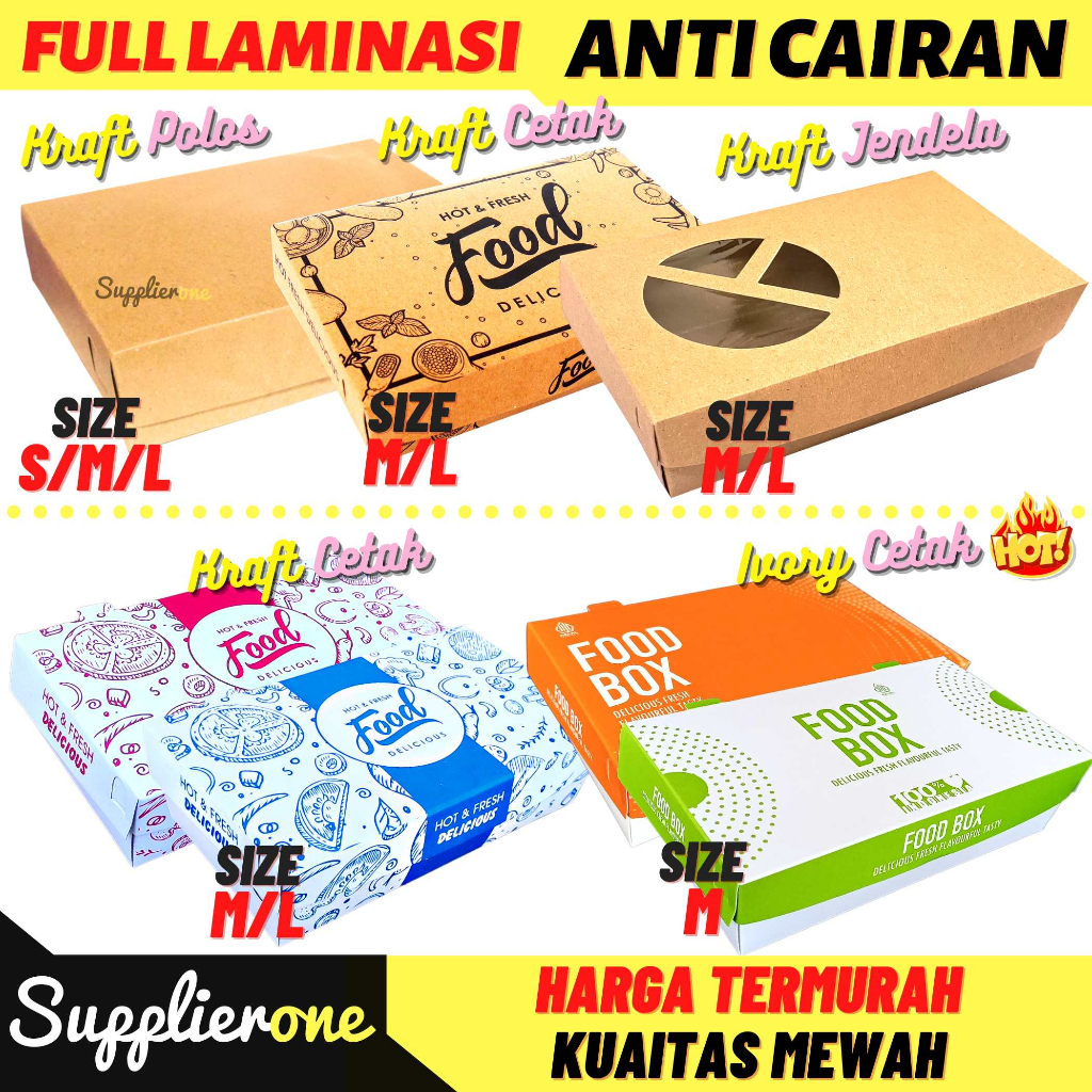 Paper Lunch Box, Lunch Box Paper, Lunch Box SML,Lunch Box Kertas, Dus Box Ayam Geprek, Kemasan Makan