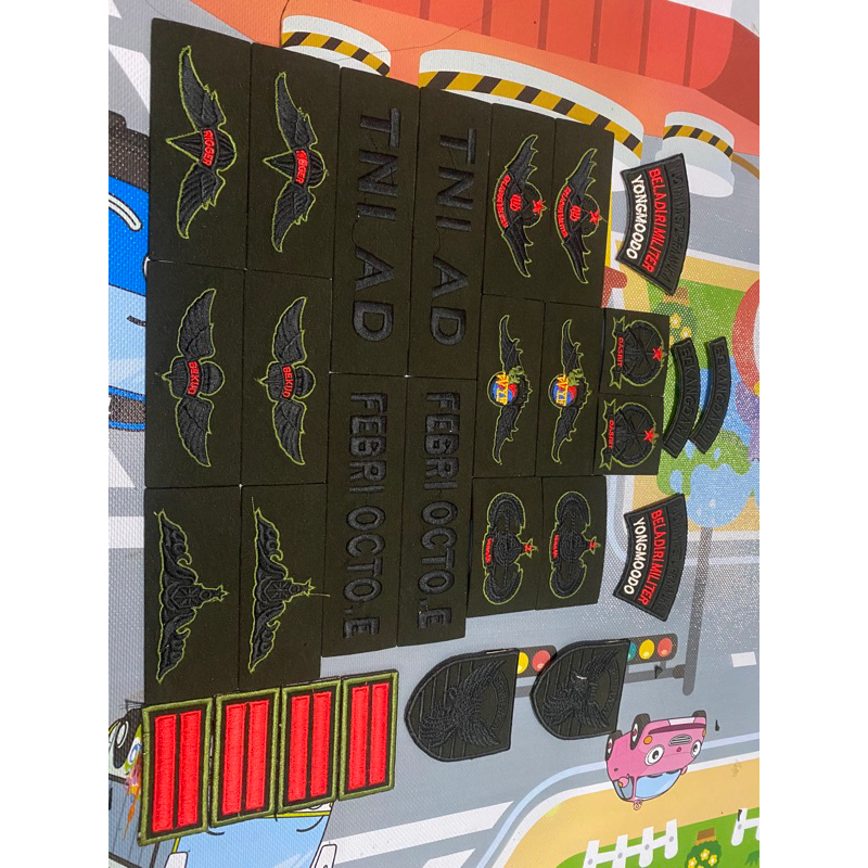 Set Atribut / Bordir PDL TNI Kain Hijau Gelap