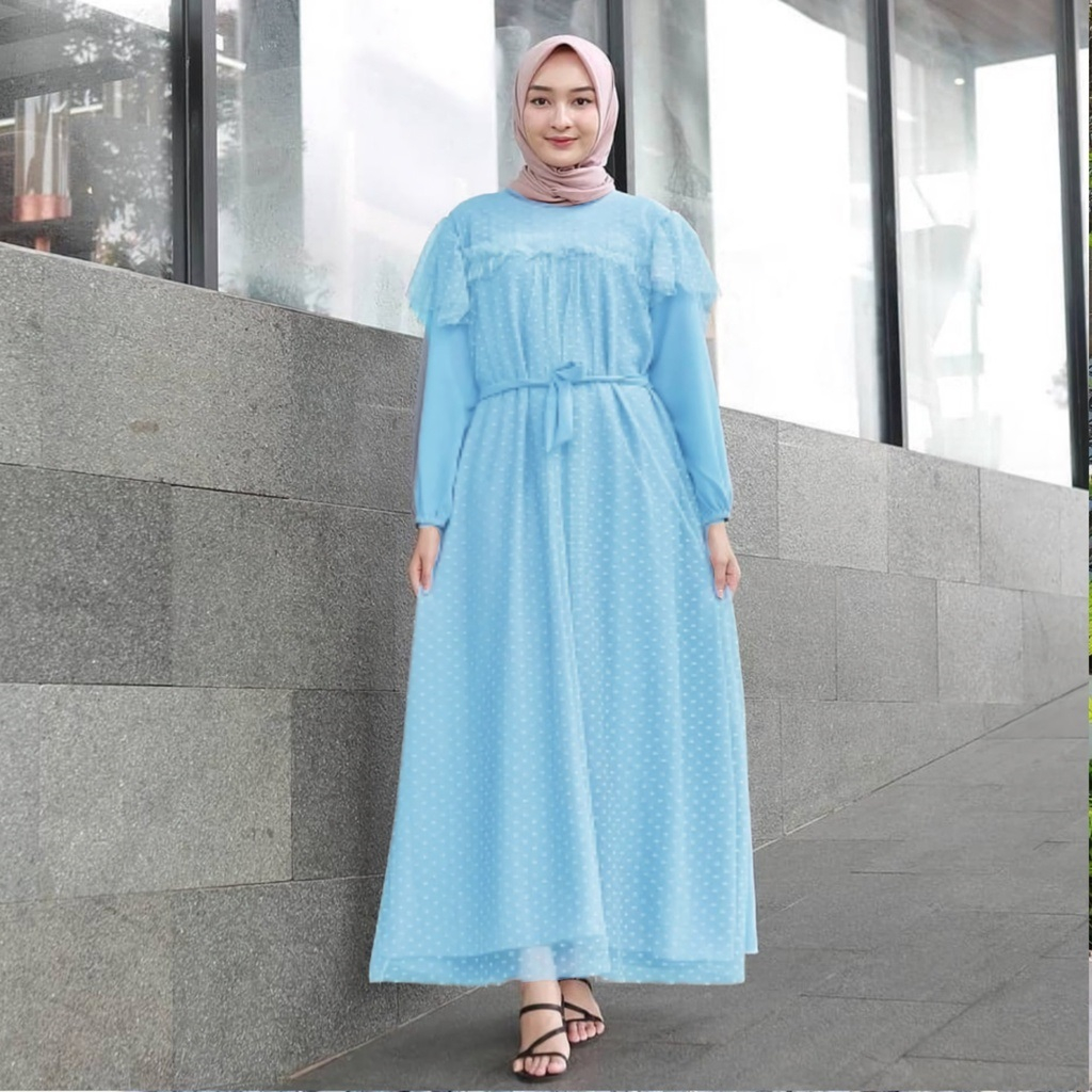 MIRA DRESS TILE DOT - BRUKAT PARTY GAMIS MAXY REMAJA BROKAT IMPORT WANITA MUSLIM KONDANGAN PREMIUM K