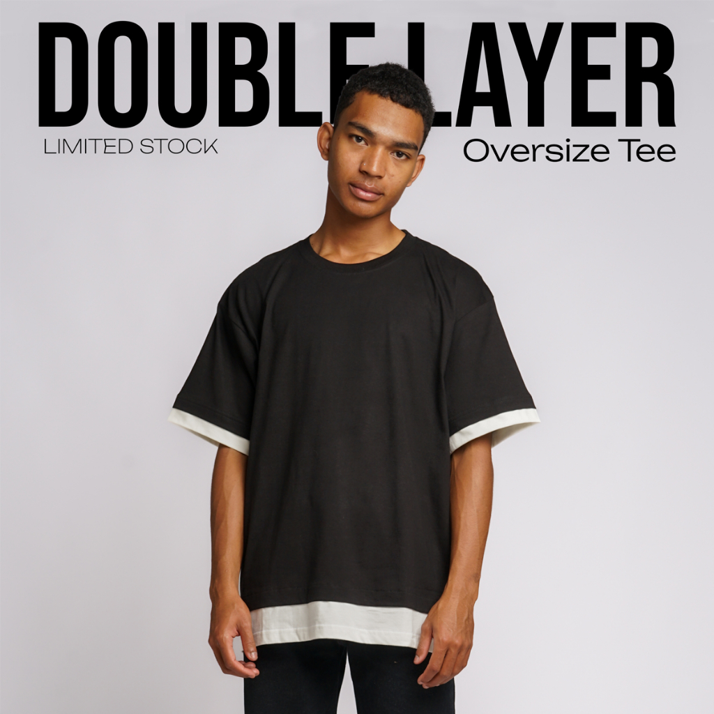 FLOTT. Oversize Double Layer T-Shirt - Black
