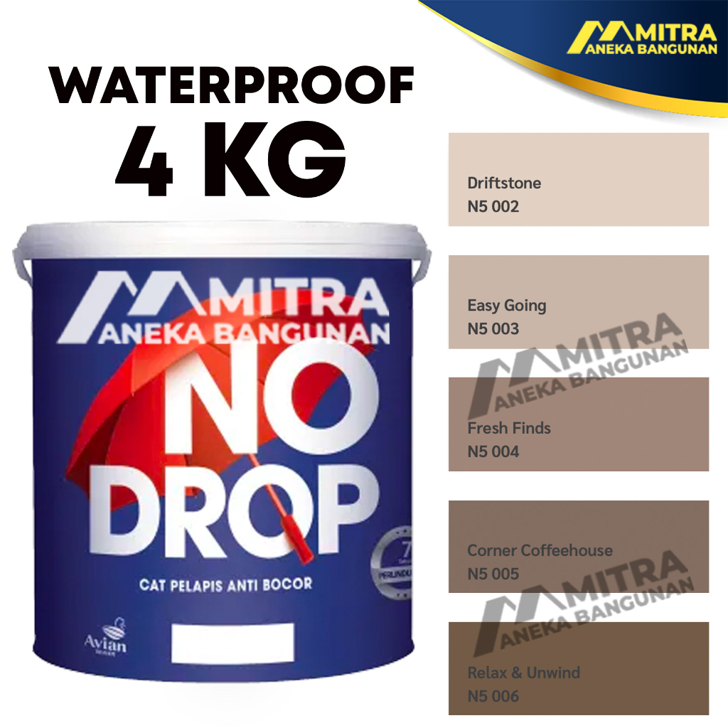 CAT WATERPROOF NO DROP ANTI BOCOR 4 KG / N5 MOCCA BEIGE COKLAT