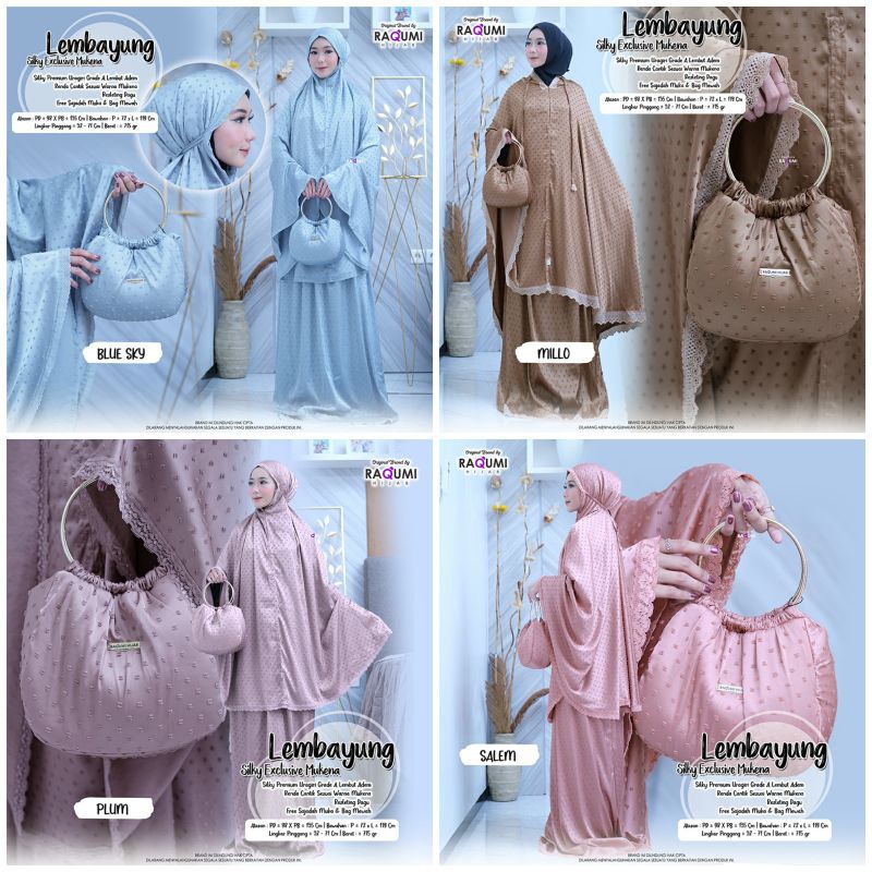 Lembayung Silk Exclusive Mukena ORI Raqumi Hijab Bahan Silk Premium Uragiri Grade A sangat lembut da