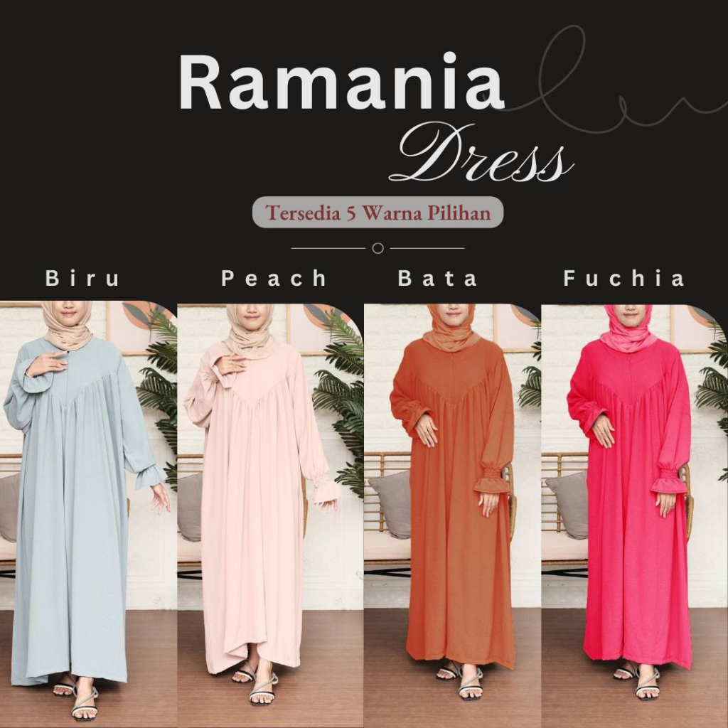 Ramania Dress Dress Kondangan Remaja Dress Korean Style Hitam Dress Satin Premium Dress Pesta Wanita