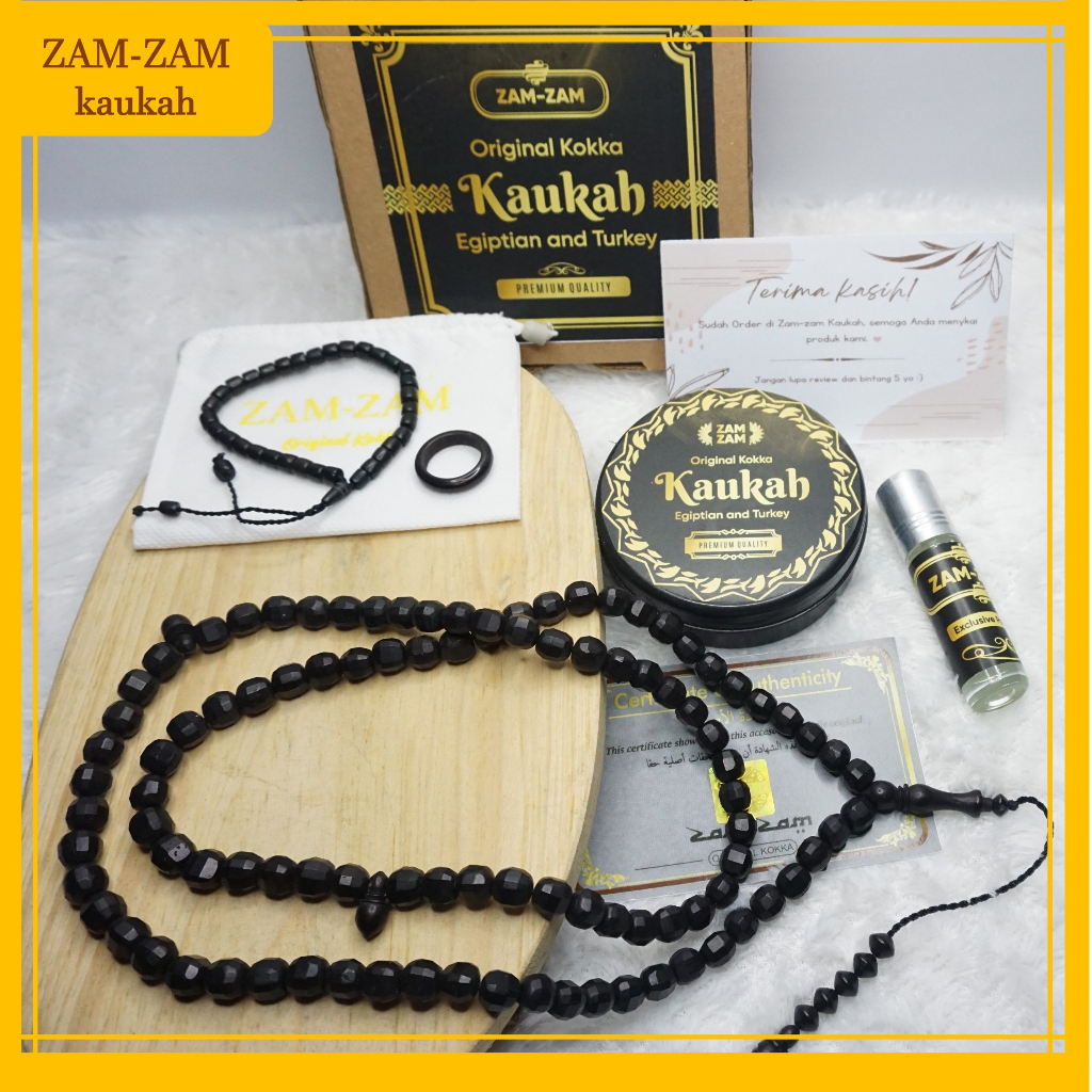 Tasbih Kaukah Diamond Cutting Hitam Asli Bersertifikat