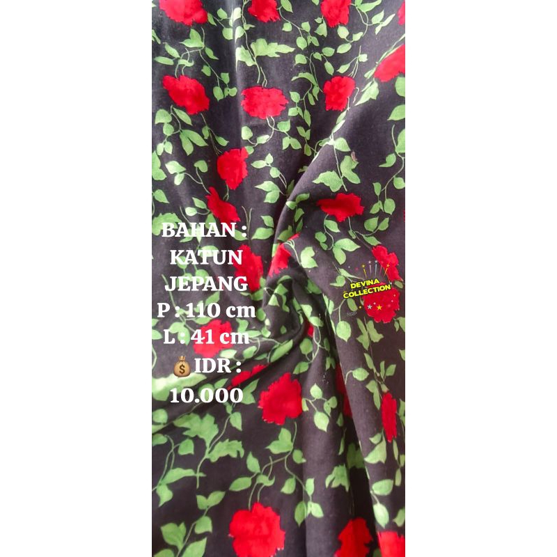 KAIN KATUN JEPANG MOTIF DAUN BUNGA