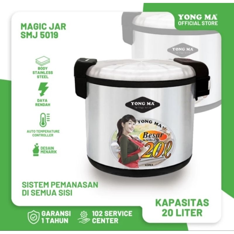 YONG MA SMJ 5019 Magic Jar Pemanas Nasi Jumbo Series 20 liter YONGMA SMJ5019