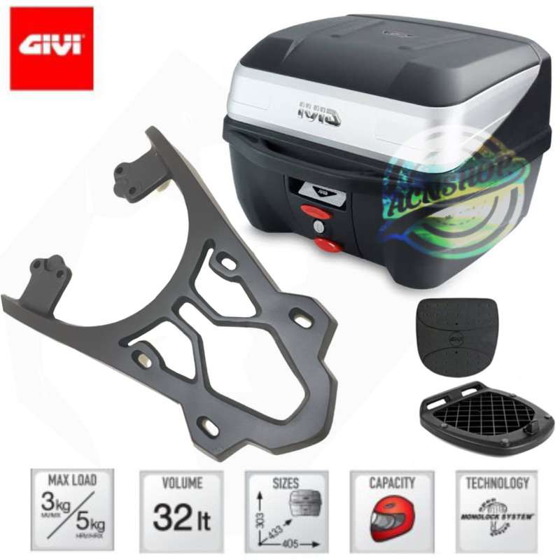 PAKETAN BOX GIVI B32 PLUS BREKET BOX GENIO SCOOPY FI