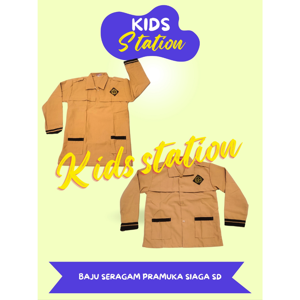 Baju Seragam Pramuka Siaga SD MI Kelas 1 2 3 4 5 6 / Baju Atasan Pramuka Siaga Sekolah SD MI Lengan 