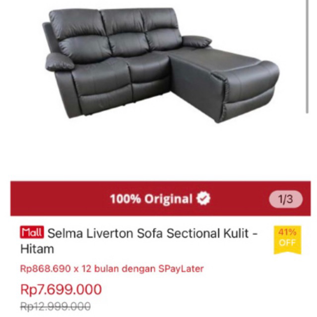 Sofa 3seat liverton recliner selma bekas