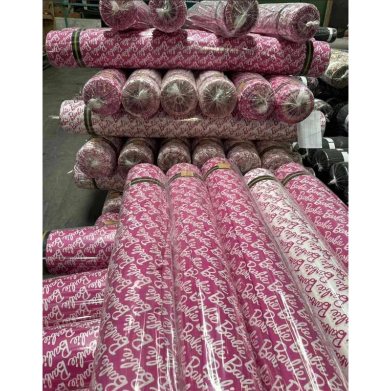 roll kain rayon motif barbie ||kain rayon tulisan barbie||kain barbie