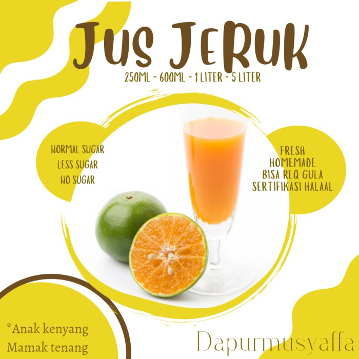 

Jus Jeruk fresh made by order 250ml 600ml 1liter BISA REQ GULA