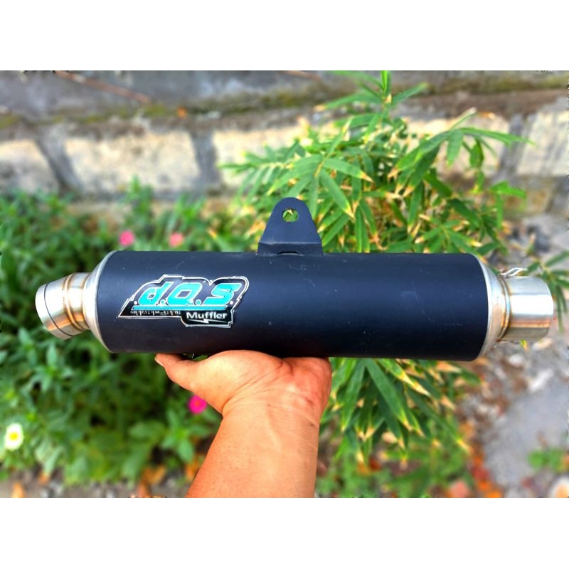 Slincer Knalpot DOS Bulat Jenong Black Coating Hitam