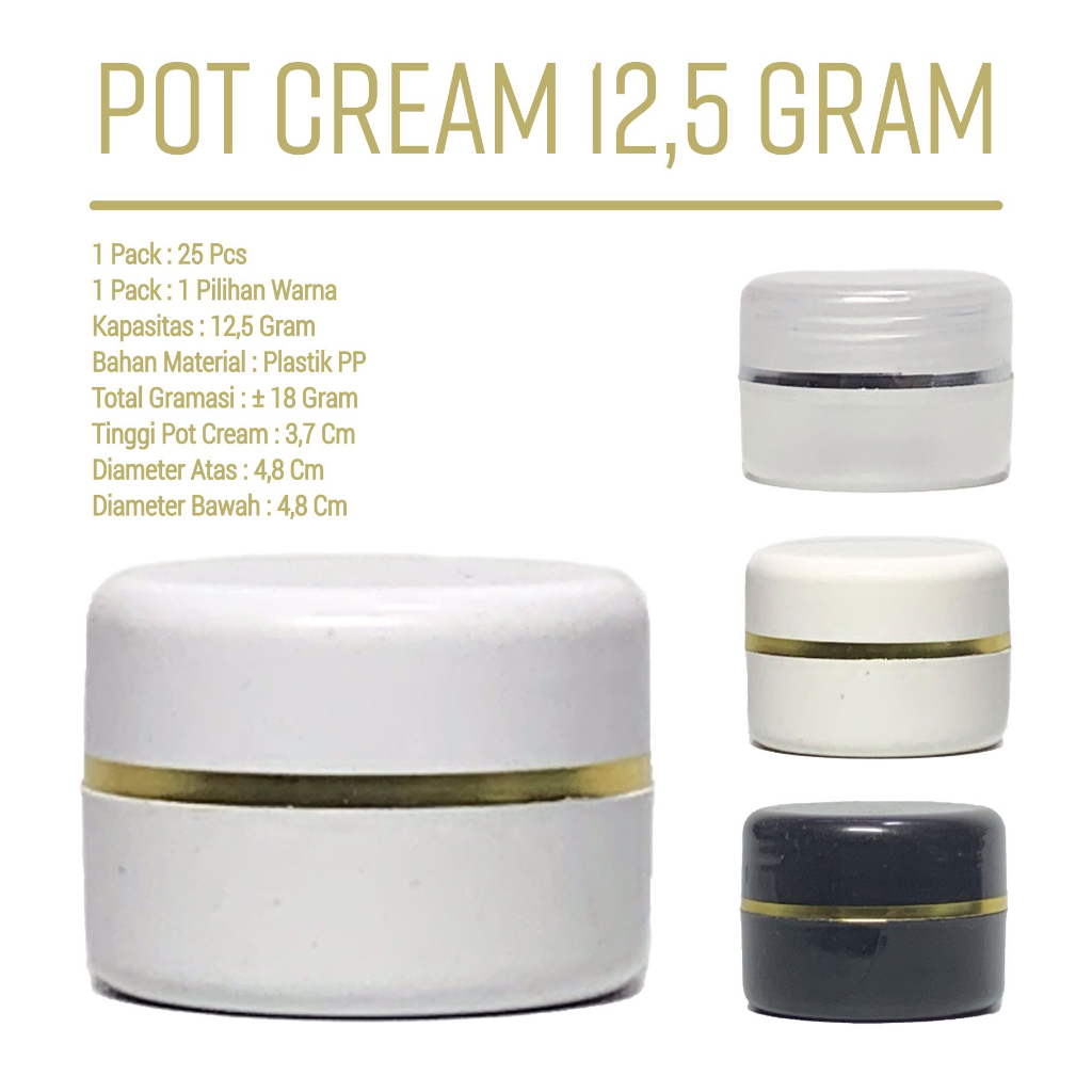 Pot Cream 12.5 gr Pot Krim 12.5 gr Jar Kemasan Kosmetik Muka Skin Care Clear - 5 10 12.5 15 30 Gram