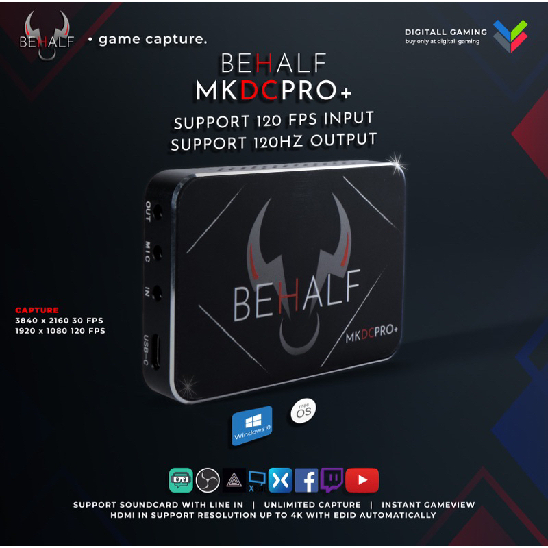 BEHALF MKDCPRO+ GAME CAPTURE / HDMI CAPTURE LIVE STREAMING GAME 4K