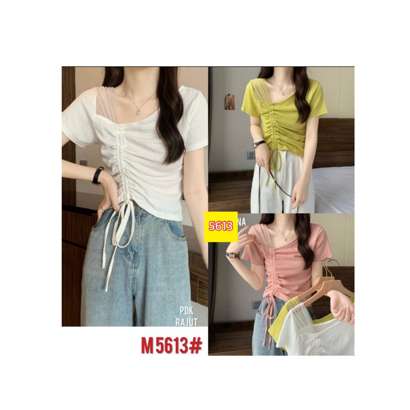 CLEARANCE SALE 5613 bella top crincle polos / atasan rajut import wanita  / atasan polos korean top 