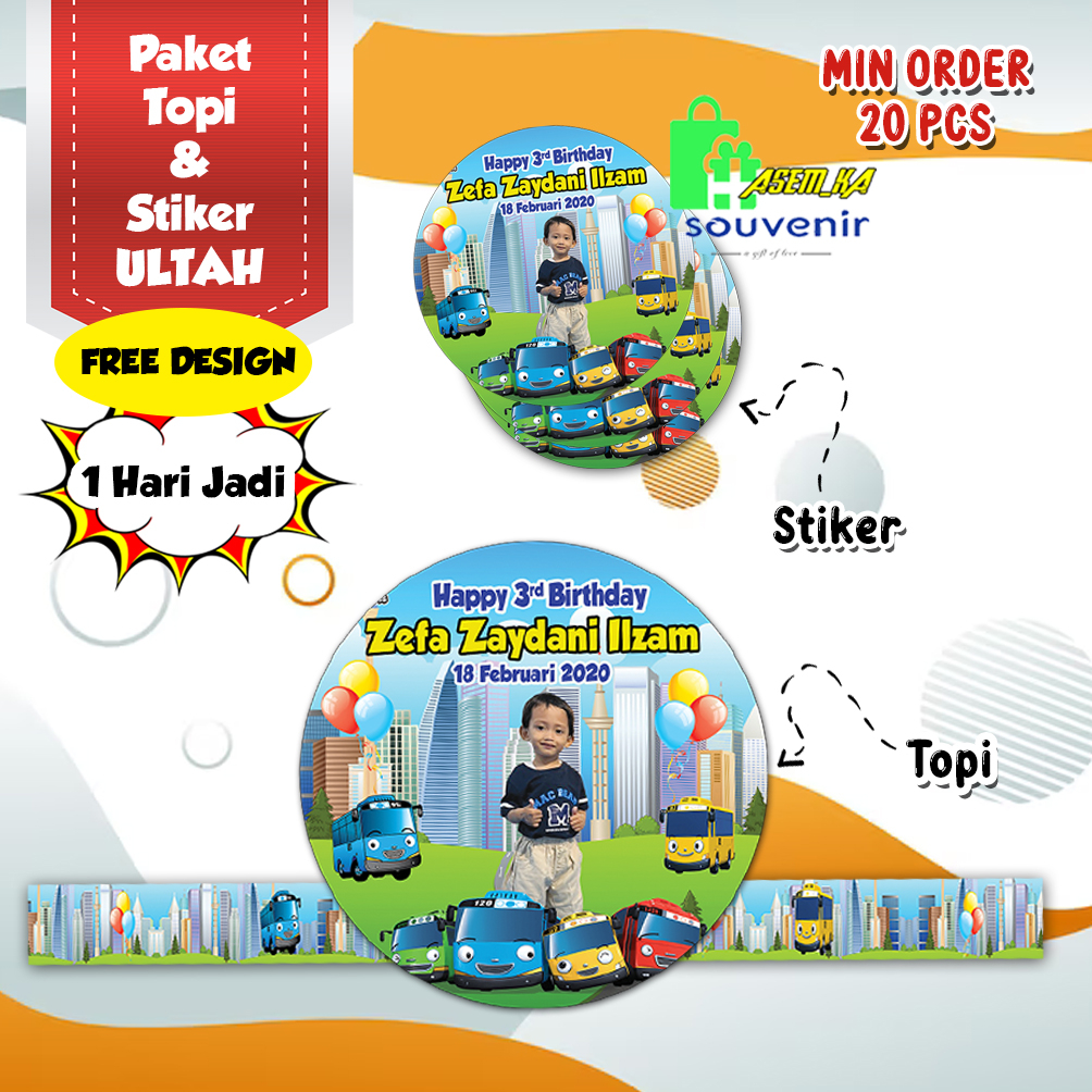 

PAKET ULTAH TOPI DAN STIKER ULTAH CUSTOM 1 HARI JADI