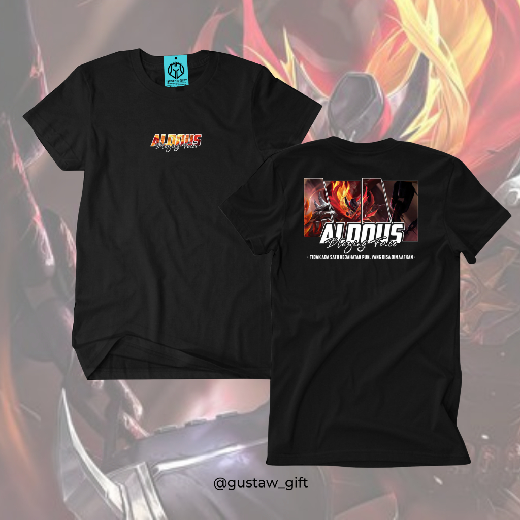 GG T-Shirt ALDOUS Epic skin Blazing Force Mobile Legends Kaos Custom Katun Slim-fitting