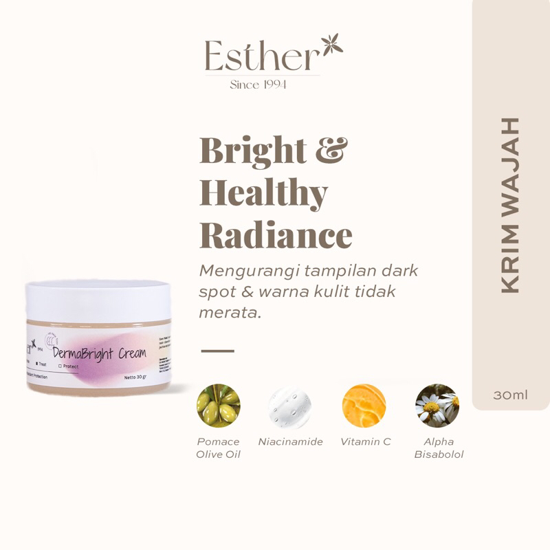 Esther Dermabright Cream 30gr - Cream Vitamin C Niacinamide Brightening Mencerahkan Cream Flek Hitam