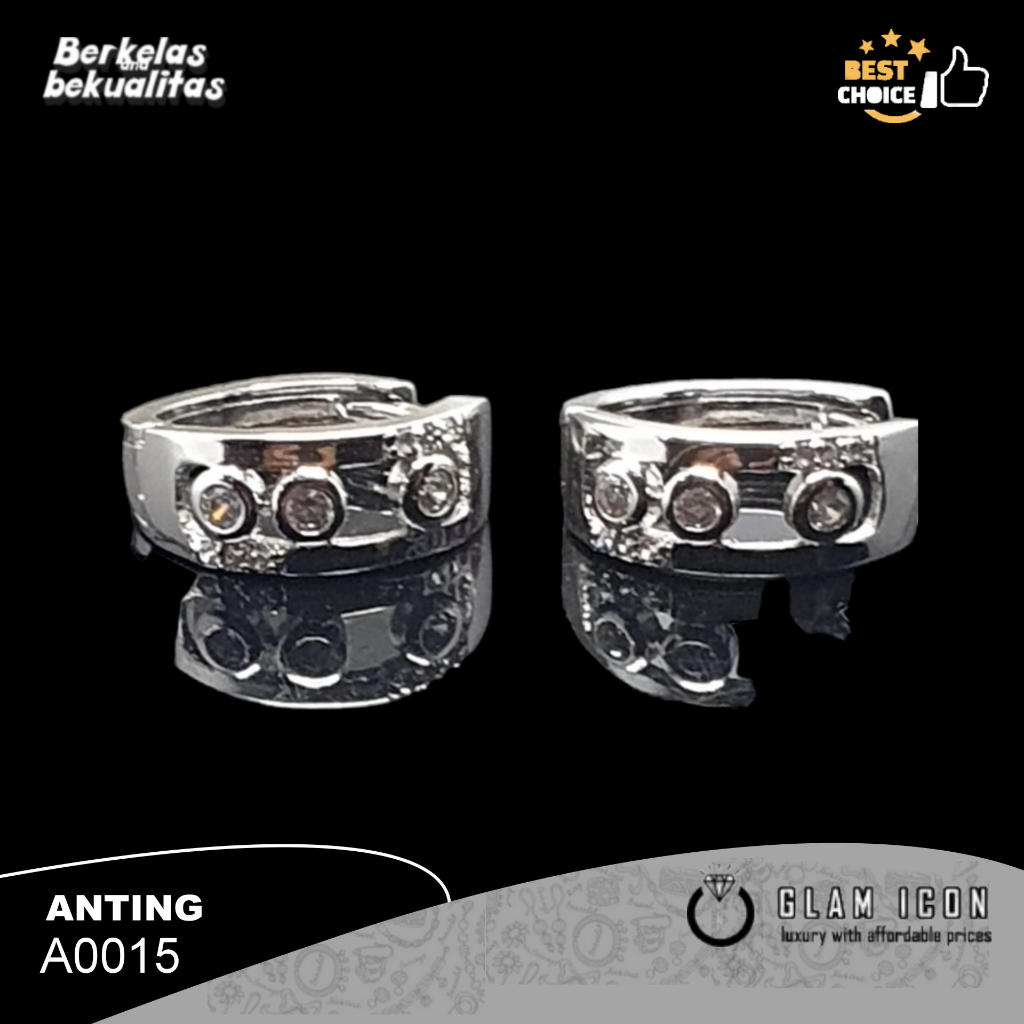 Glamicon Jewelry Anting Jepit Permata deret bulat simple A1166  ACS, A013