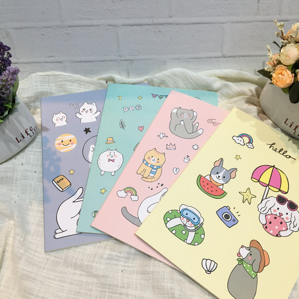 

MIKIREI Kawaii Summer Animal Notebook Buku Tulis Korea B5 Notebook Catatan Round Cut