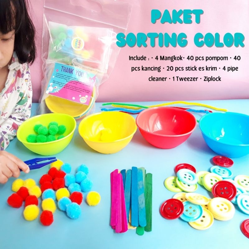 Lets Play Paket sorting color klasifikasi warna dengan mangkok warna warni termasuk mangkok warna, k
