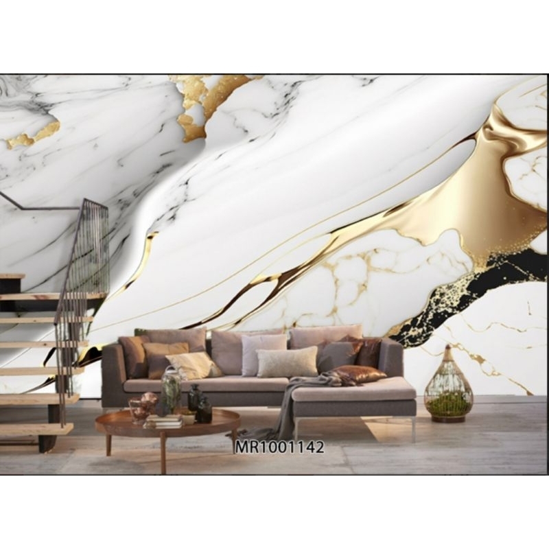Wallpaper Dinding Custom Marmer Granit Putih