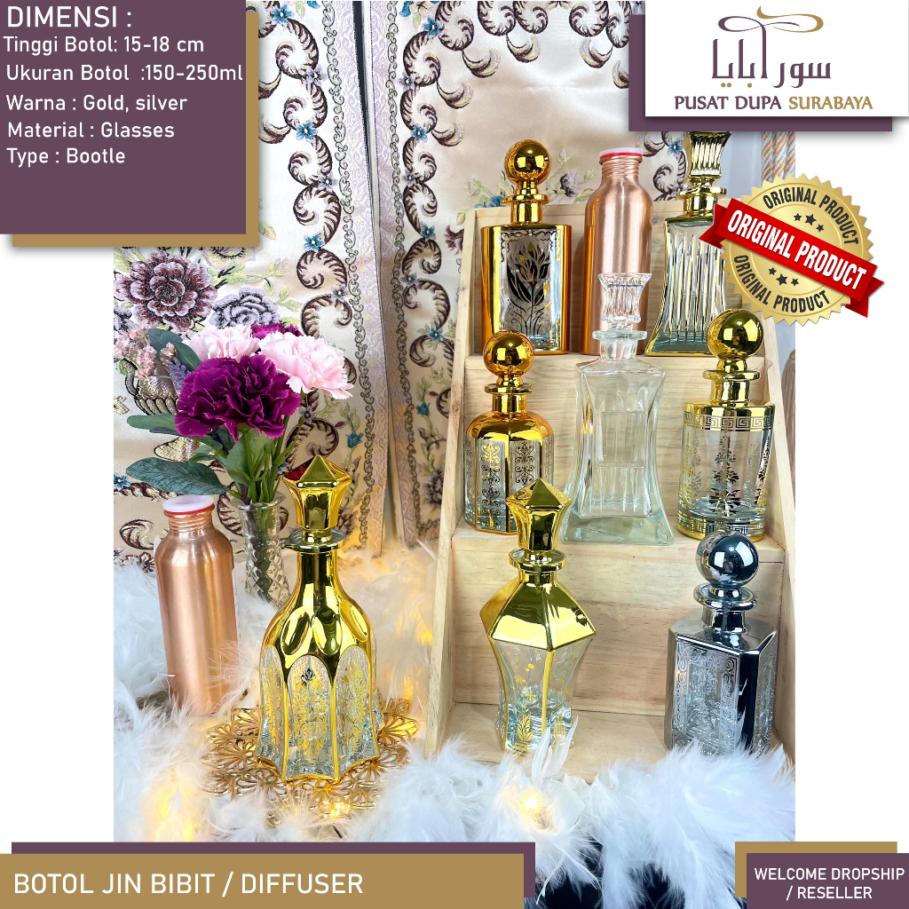 Botol Casa Display Jin bibit parfum/diffuser/PREMIUM KACA