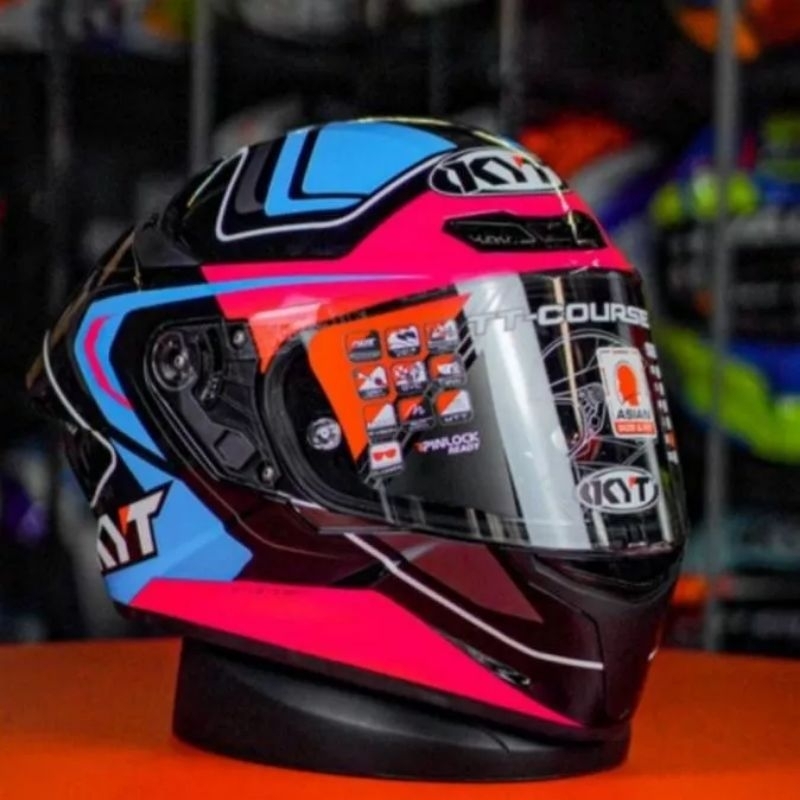 KYT TT COURSE OVERTECH BLACK FUXIA PINK KYT TT-C ORIGINALTERMURAH