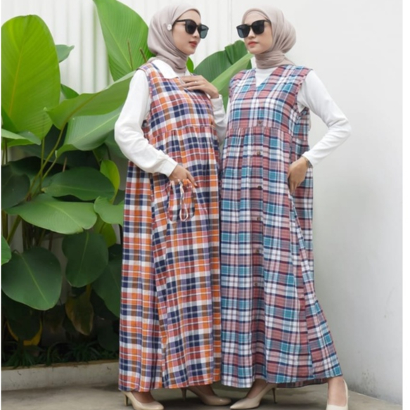Marsha Inner Dress Katun Triset Wanita Motif Kotak Yayuku By Yayoe Hijab