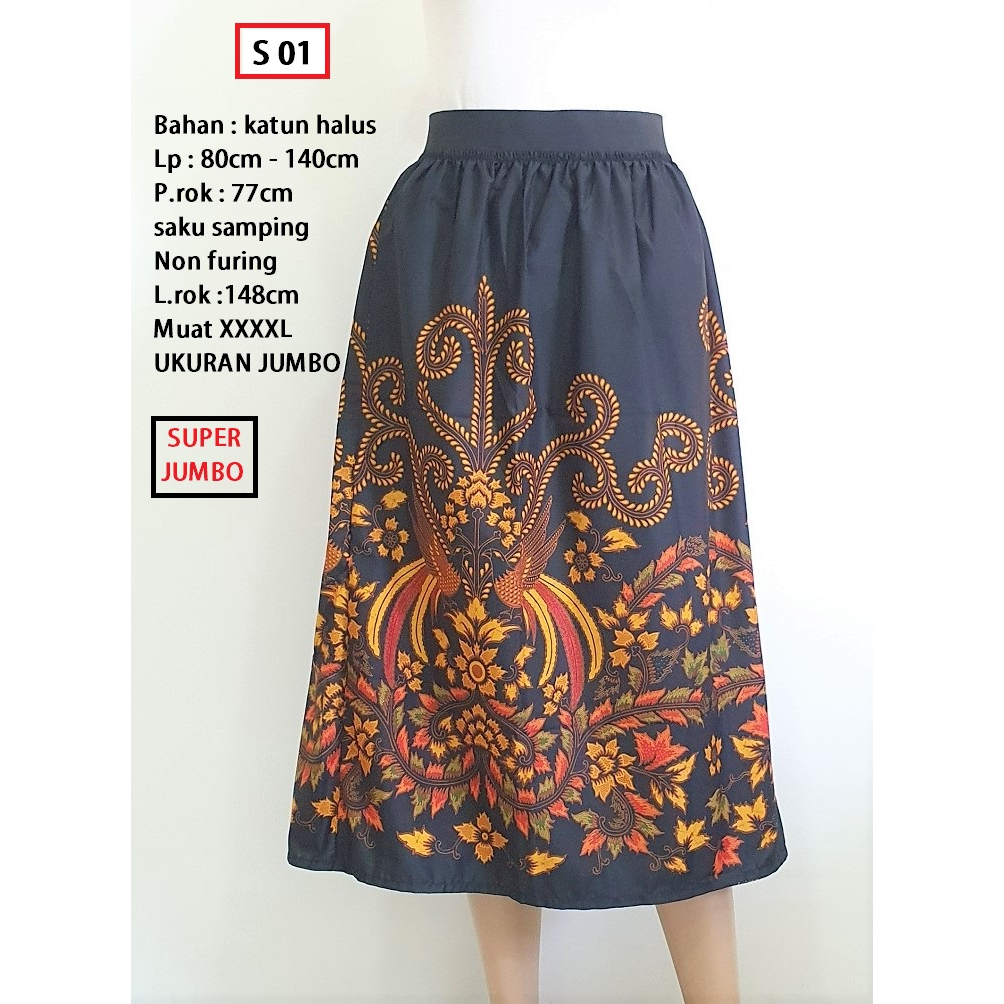 ROK KARET BATIK SUPER JUMBO 7/8 ROK BATIK JUMBO TANIA