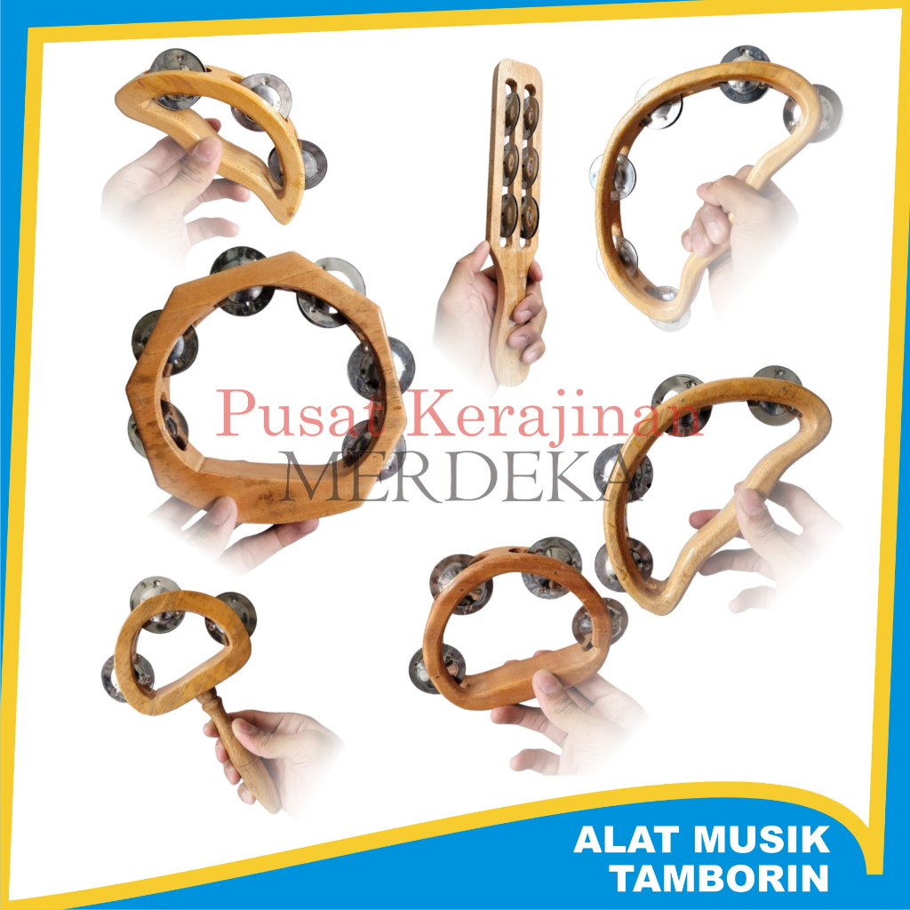 Alat Musik Tamborin Mainan Anak Tambourine Kayu Beragam Bentuk / Kecrek / Icik Icik Mainan Tradision