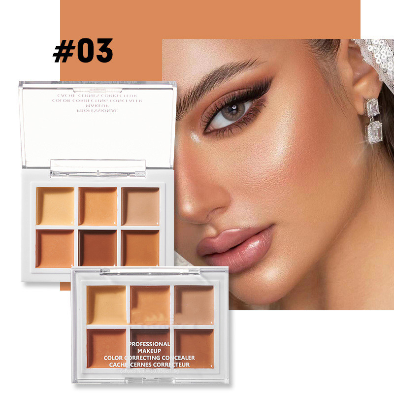 （COD）6 warna concealer tahan lama concealer stick waterproof concealer plate tidak melepas penutup pelat perbaikan riasan cairan noda