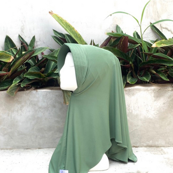 Hijab Bergo sport nutup dada // Hijab sport volly jumbo jersey premium-sage