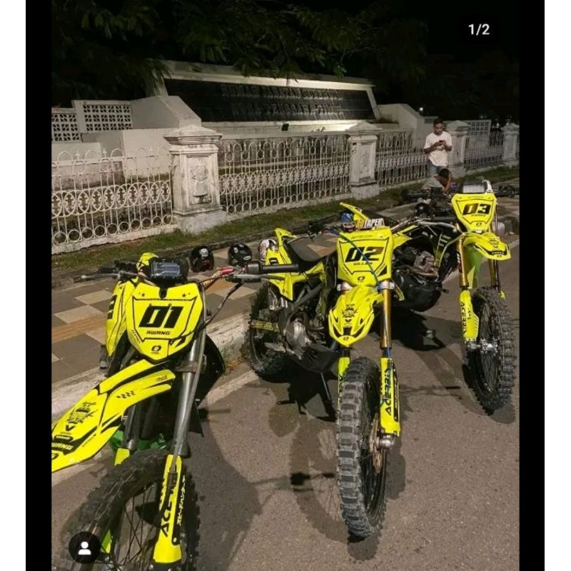 DECAL HONDA CRF 150 L / KLX BF /KLX DTRAKER / KLX GORDON / YAMAHA WR / MOTIF GRAFIS KUNING